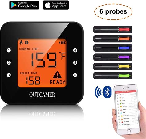 OUTCAMER Grillthermometer Bluetooth BBQ Thermometer Fleischthermometer