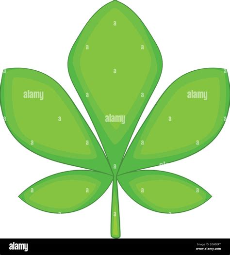 Five Lobes Green Leaf Icon Cartoon Style Stock Vector Image Art Alamy