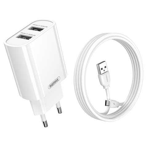 REMAX RP U35 Jane Series 2 1A Dual USB Port Fast Charger Set สายเคเบล