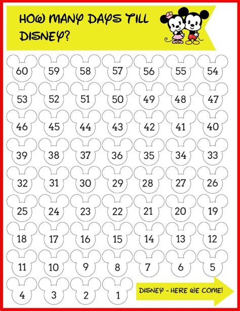 Countdown To Disney Calendar Printable