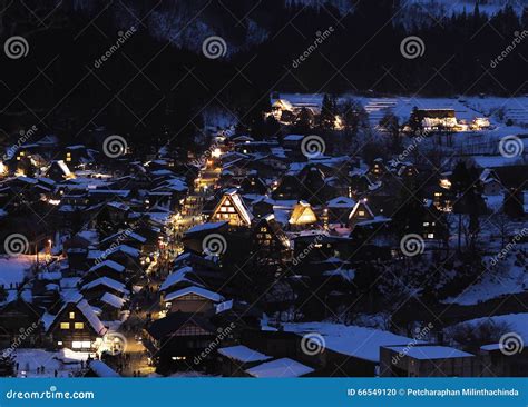 Shirakawa-go light up 2016 stock photo. Image of night - 66549120