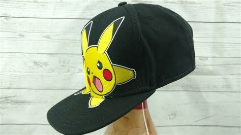 Pikachu Pokemon Snapback Cap Nintendo Black Yell Gem