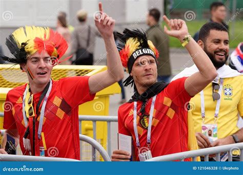 Belgian Football Fans Singing At Saint Petersburg Stadium During Fifa