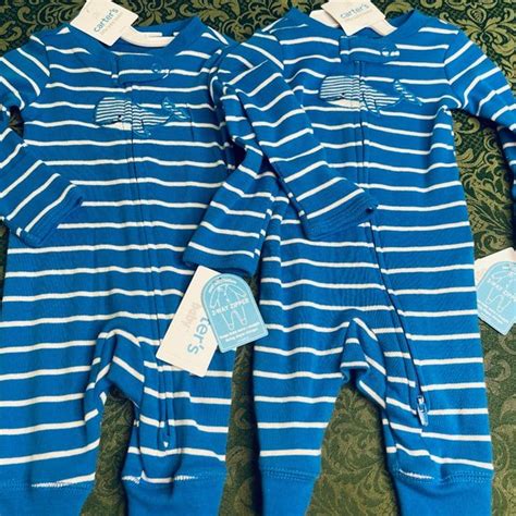 Carters Pajamas Nwt Nb Twins Whale Newborn Sleeper Footie Nautical