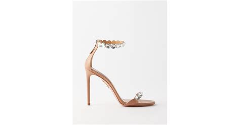 Aquazzura Maxi Tequila Crystal Embellished Sandals In White Lyst