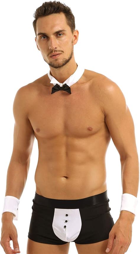 Kaerm String Homme Sexy Boxer Résille Slip Cuir sous Vêtement Ouvert