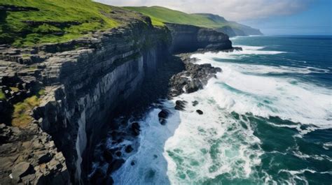 Premium AI Image A Large Wave Crashing Into The Rocks