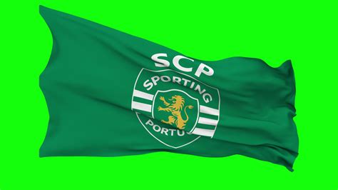 Sporting Clube de Portugal, Sporting CP Flag Waving Seamless Loop in Wind, Chroma Key, Luma ...