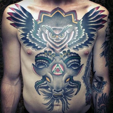 Owl Chest Tattoo Designs For Men Nocturnal Ink Ideas