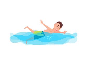 Swimming Woman Modern Colorful Cartoon Vector Image