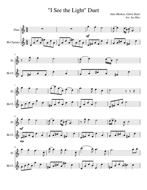 I See The Light Flute Clarinet Duet Sheet Music For Flute Clarinet