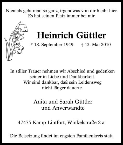 Traueranzeigen Von Heinrich Güttler Trauer In Nrwde