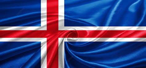 Iceland National Flag Dynamic Wavy Silken Texture Background Iceland