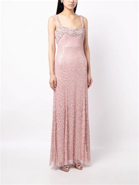 Jenny Packham Calypso Crystal Embellished Gown Pink Farfetch Uk