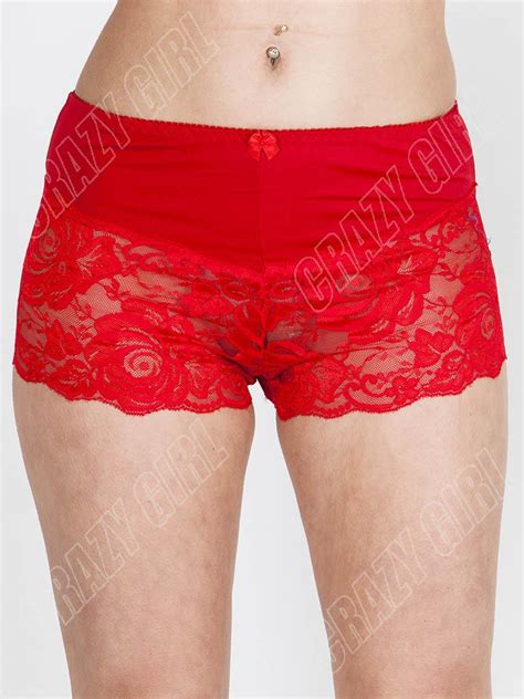 New Womens Ladies Rose French Lace Sexy Boxer Shorts Knickers Underwear