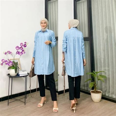 Jual Zeva Tunik Polo Linen Atasan Wanita Tunik Polo Linen Variasi