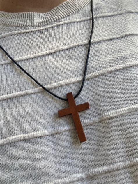 Simple Handmade Christian Wooden Cross Necklace Natural Walnut Etsy