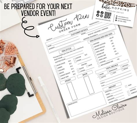 Editable Pen Order Form Template, Custom Pen Form, Order Ready Printable, Editable Pen Work ...