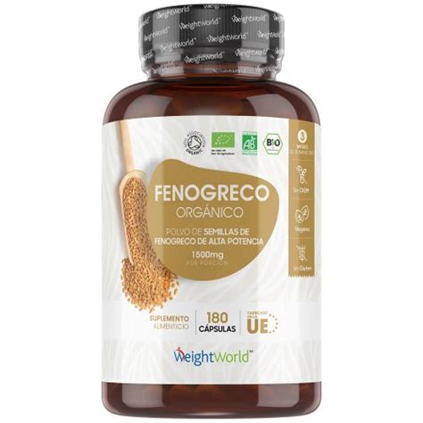 Fenogreco Orgánico 1500mg 180 Cápsulas Semillas de Fenogreco