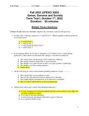 Understanding Germline Mutations LIFESCI 2G03 Term Test I Course Hero