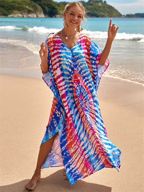 Forerun Bohemain Beach Long Dress Women Printed Cotton Side Split