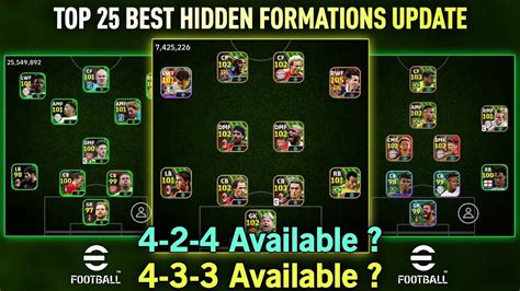 Top 25 New Hidden Formations Update In EFootball Mobile 2024 4 2 4