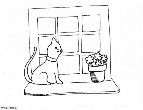 Cat On The Window coloring page
