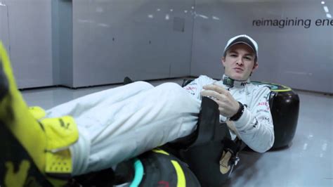 Formula One: Nico Rosberg explains the driver's seat in a Mercedes-Benz ...