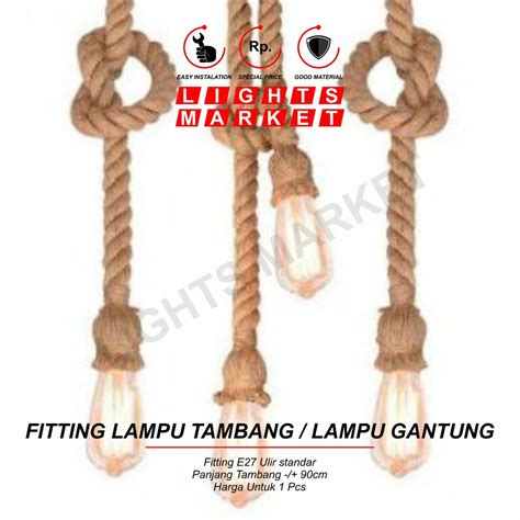 Jual Lampu Gantung Tali Tambang Fitting E27 Shopee Indonesia