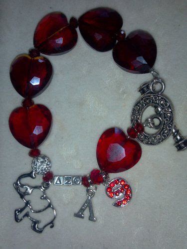 Delta Sigma Theta Crystal Heart Bracelet Sorority Jewelry