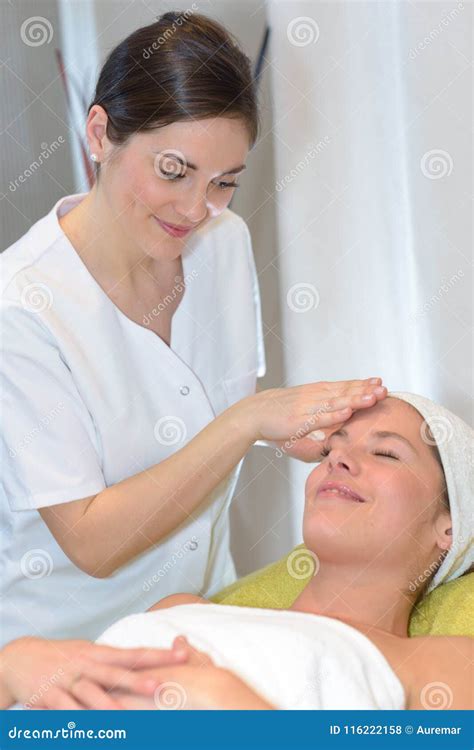 Brunette Getting Head Massage Spa Treatment Stock Photo Image Of Person Look 116222158
