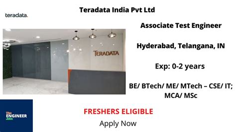 Teradata Freshers Associate Test Engineer BE BTech ME MTech