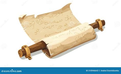 Old Fashioned Paper Scroll With An Open Parchment And Wooden Handle