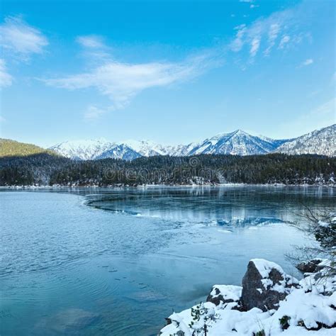 Eibsee lake winter view stock image. Image of bavaria - 274288319