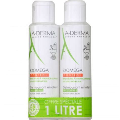 Aderma Exomega Control Gel Moussant Émollient Anti Grattage Lot de 2 x