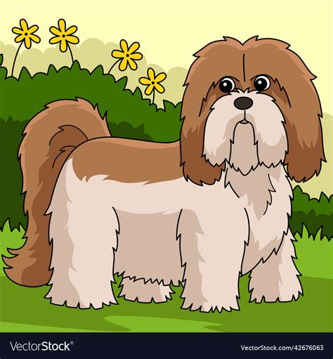 Lhasa Apso Dog Colored Cartoon Royalty Free Vector Image