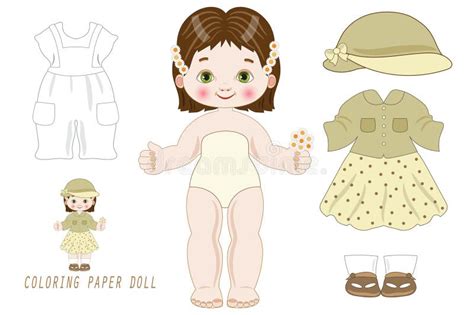 Mu Eca De Papel Con Vestidos De Primavera Para Cortar Ilustraci N Del