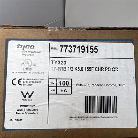 Pcs Tyco Ty Chrome Qr Pendant Fire Sprinkler Head F