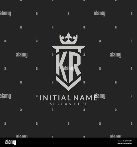 Initial KR Shield And Crown Logo Style Vector Graphic Stock Vector