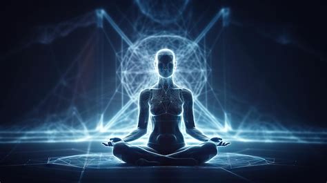 Premium Photo Human Meditate In Lotus Pose With Energy Flow Through