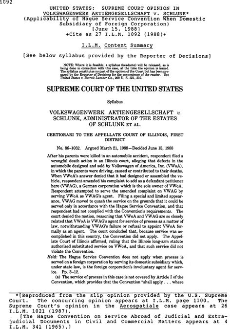 United States Supreme Court Opinion In Volkswagenwerk