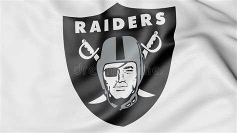 Close-up of Waving Flag with Oakland Raiders NFL American Football Team ...