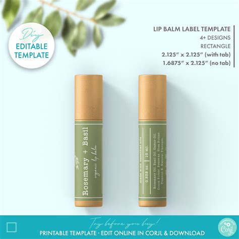 Editable Floral Minimal Lip Balm Label Template 2 Sizes Etsy