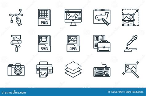 Pictogrammen Voor Grafische Ontwerplijnen Lineaire Set