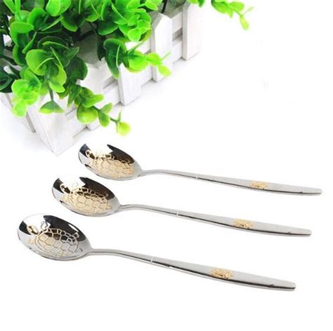 Купить 1 шт., позолоченная черепаховая ложка из нержавеющей стали ...
