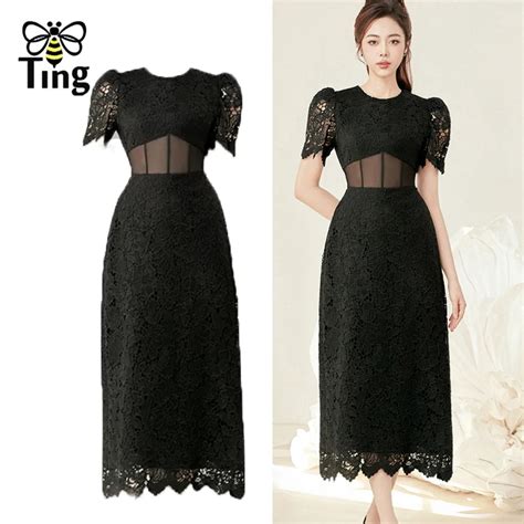 Tingfly Fashion Design Summer High Quality Embroidery Lace Slim Waist