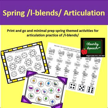 Spring Articulation L Blends Printables And Worksheets By Clearly Speech