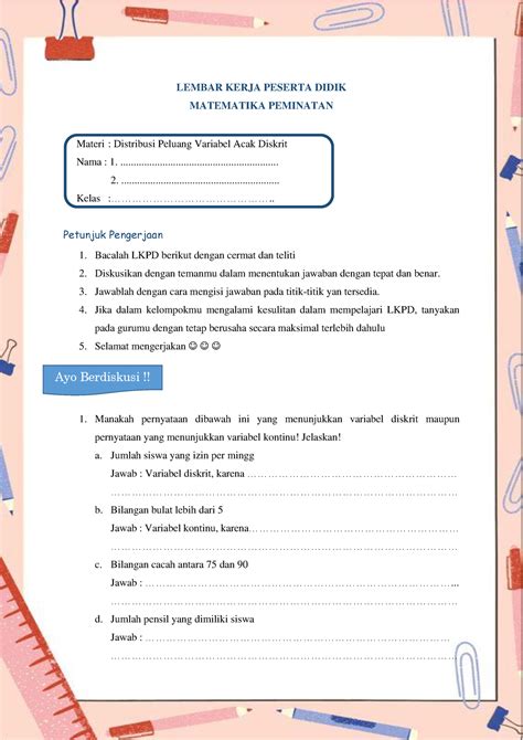 3 LKPD Lkpd LEMBAR KERJA PESERTA DIDIK MATEMATIKA PEMINATAN