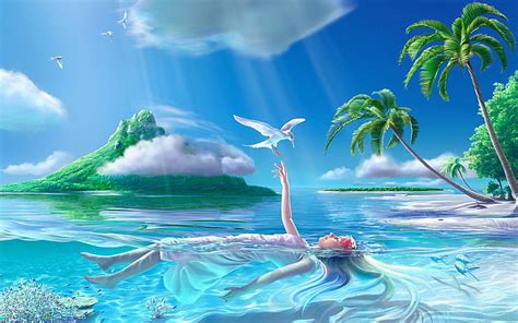 5760x1080px Free Download Hd Wallpaper Ocean Paradise Islands Palm