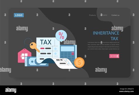 Inheritance Tax Dark Or Night Mode Web Landing An Illustration Simplifying Tax Calculations On